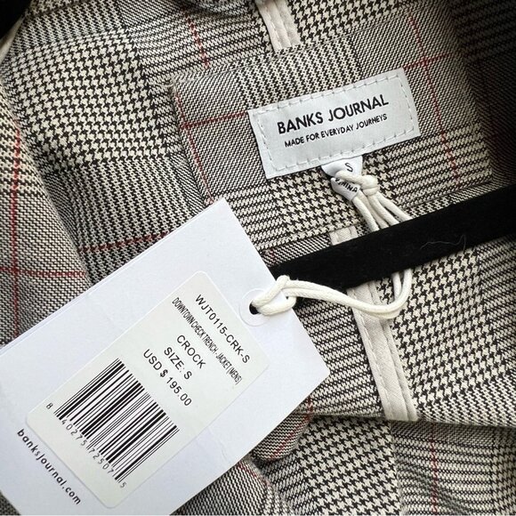 NWT Banks Journal Downtown Check Plaid Trench Coat Jacket Crock S L Gingham - Picture 10 of 13